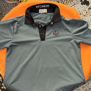 Moncler Men's Polo Shirt in Gray and Black